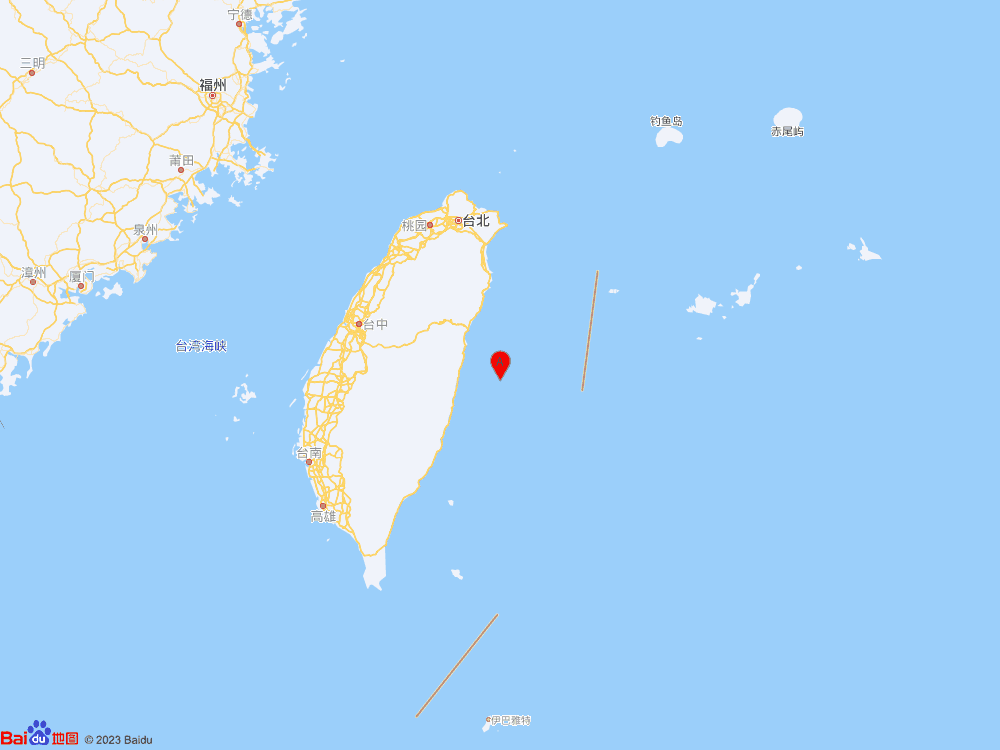 台湾花莲县海域（北纬23.74度，东经121.95度）发生6.1级地震