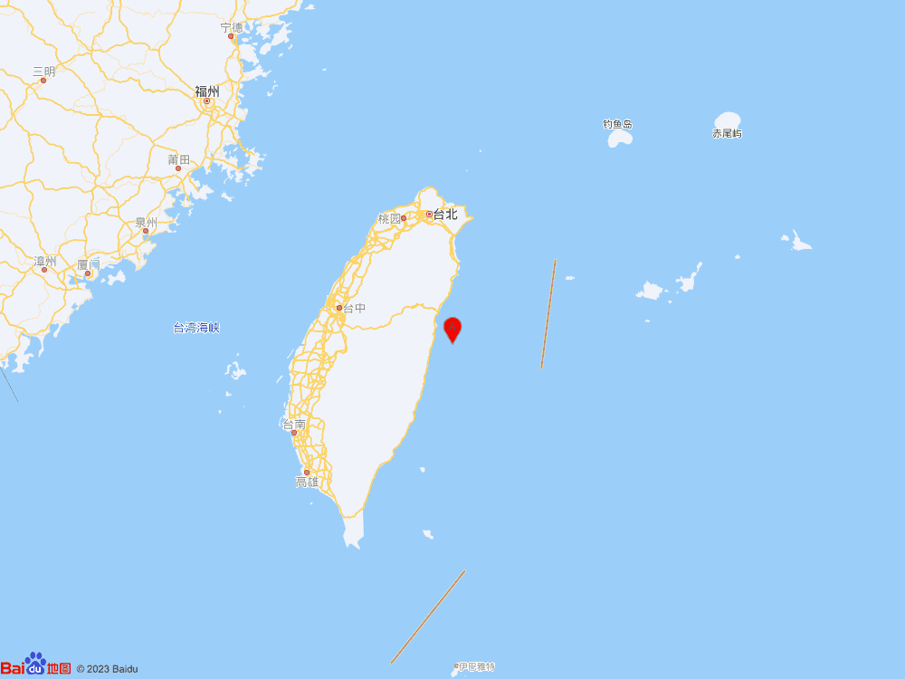 台湾花莲县海域（北纬23.88度，东经121.80度）发生4.7级地震